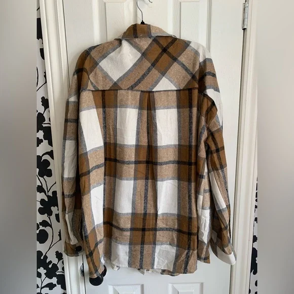 Plaid Button-Up Shirt, fall flannel, plus size - Picture 2 of 5